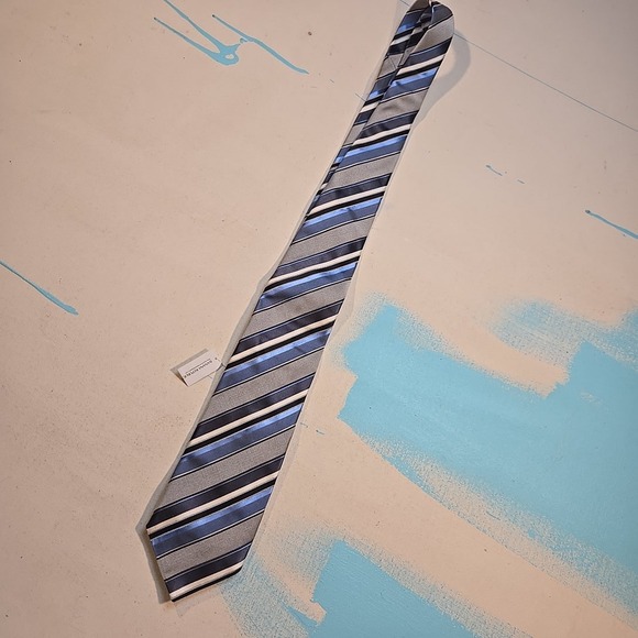 Banana Republic Silk Tie Blue Gray Stripe 3.5x56" New Fall 08 Necktie Men BNWT - Picture 2 of 8